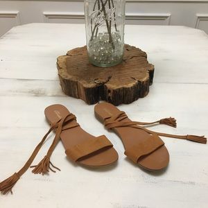 Brown Suede Lace Up Sandals